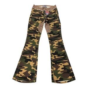 WRST Hybrid Leopard Camo Bootcut Jeans Womens USA Made Split Waist Bold NWT